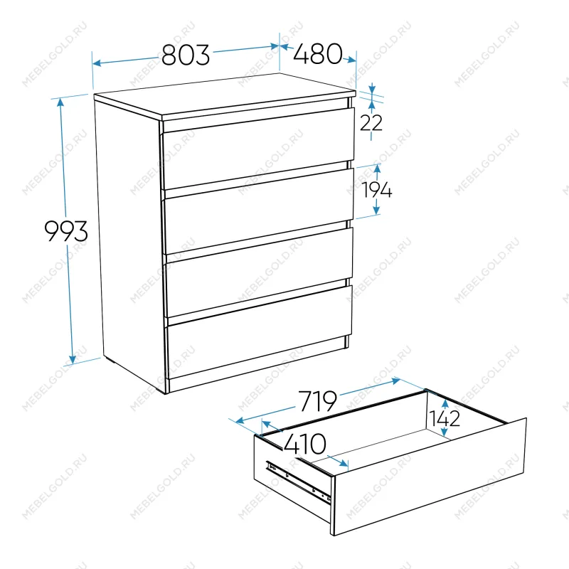 МАЛЬТА комод ИКЕА / IKEA 4 ящика 80х99 белый | изображение 3