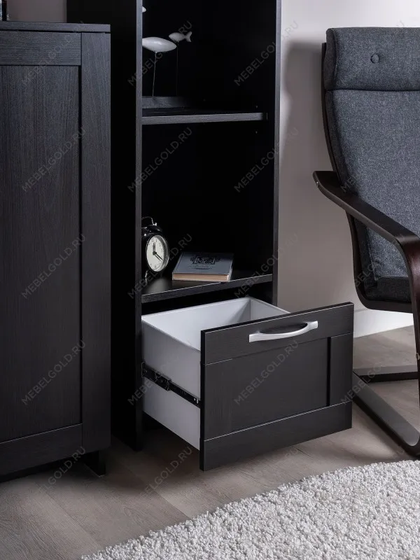 Стеллаж Сириус, 1 ящик, 39х35х190 см, черный, дуб венге | изображение 4