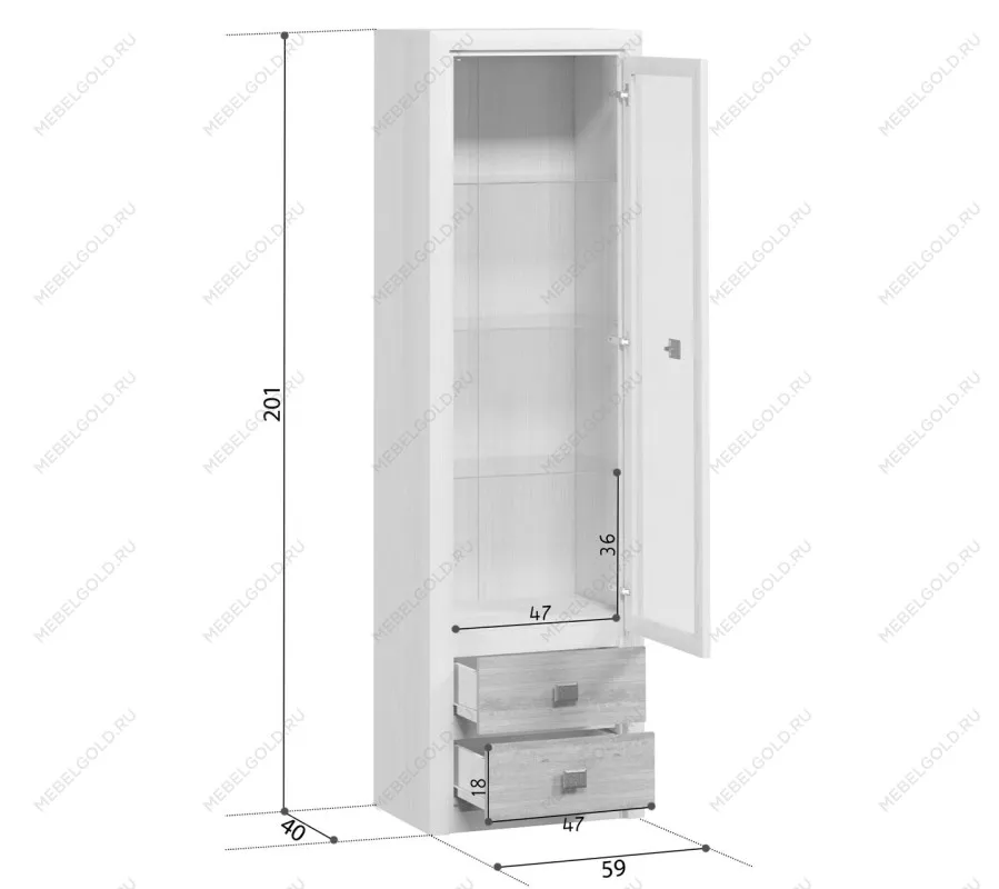 Лобня - Витрина Коен REG1W2S ясень снежный | изображение 2