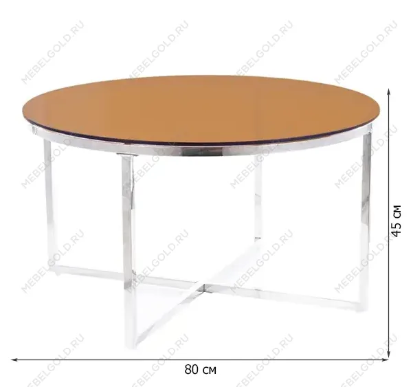 Стол журнальный Signal CRYSTAL A (дымчатый янтарь/серебряный) | изображение 1