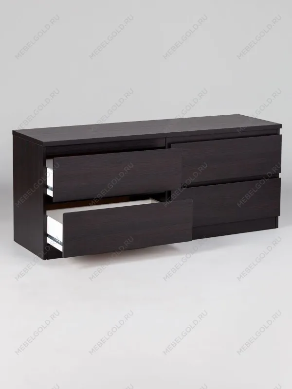 Тумба для ТВ Кастор, 4 ящика, 130х40х54 см, черная, дуб венге | изображение 10