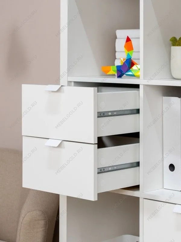 Модуль с двумя ящиками , для стеллажа ФОРА, ручка металл, 33х33х37, белый | изображение 4