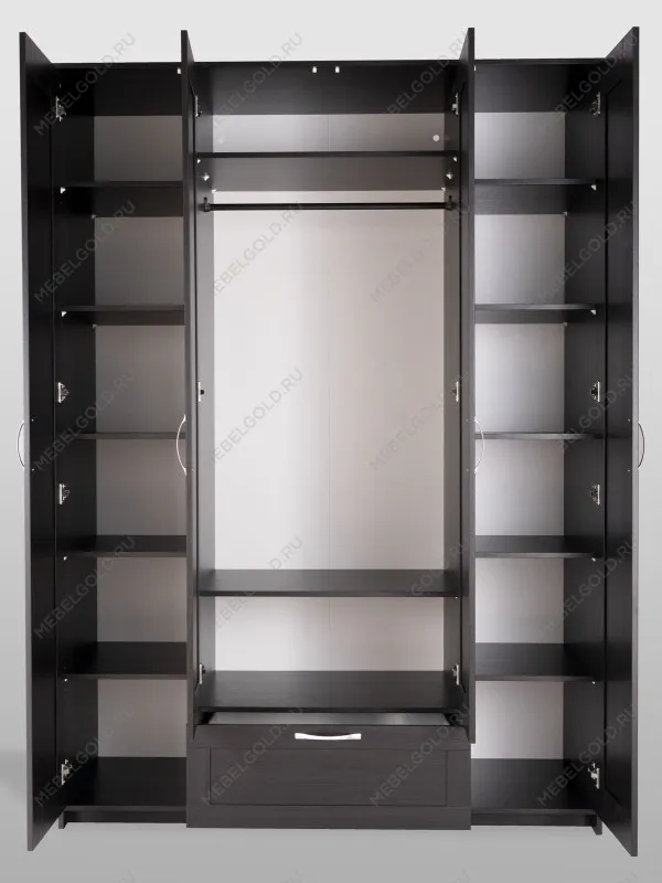 Шкаф Сириус, 4 двери и 1 ящик, 156х59х220 см, черно-коричневый, дуб венге | изображение 12