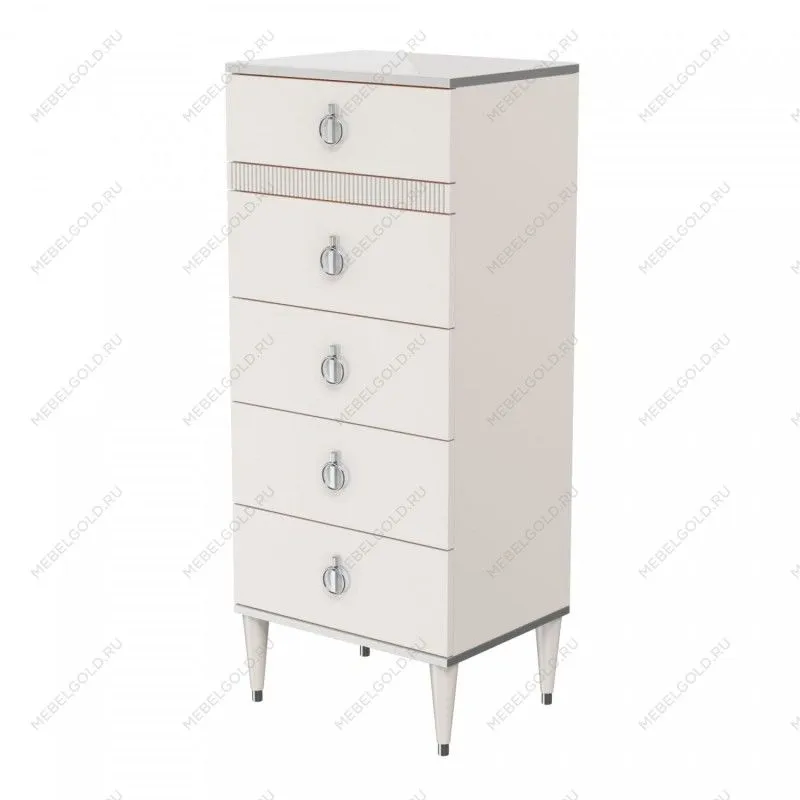 Комод узкий с планкой Римини СОЛО (Слоновая кость/Серебро) РМКМ-2(s)