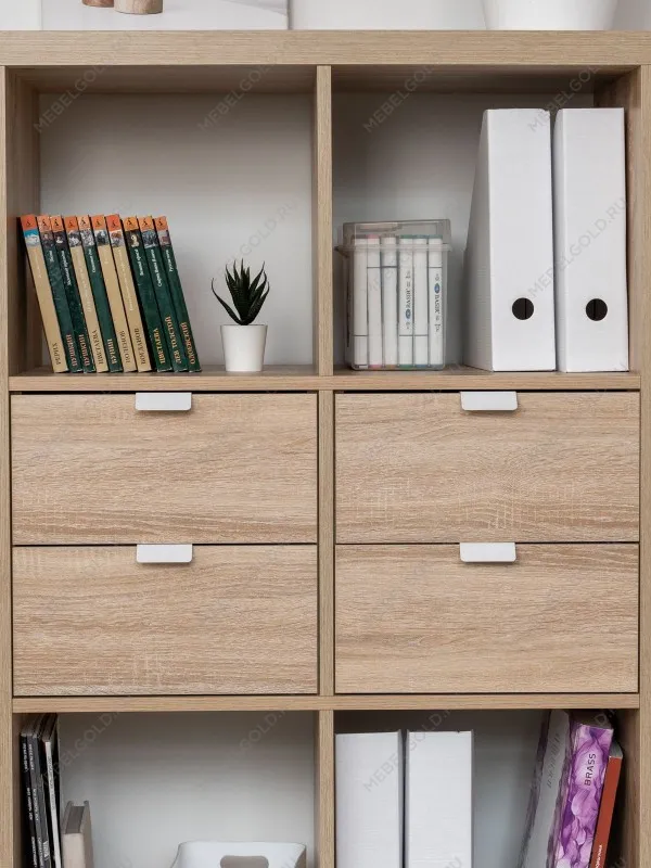 Модуль с двумя ящиками , для стеллажа ФОРА, ручка металл, 33х33х37, дуб беленый | изображение 12