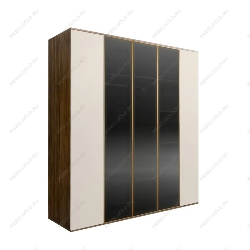 Шкаф 5-ти дв. Bogemia Woodline Air (Слоновая кость/Золото) БМШ2/5(3)