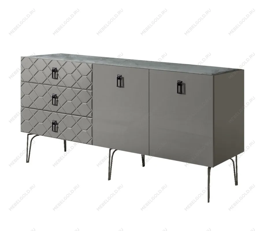 Комод 1.6м Bogemia Farfalle (Серый) (Novabuk/Черный) БМКМ-4(Fa)