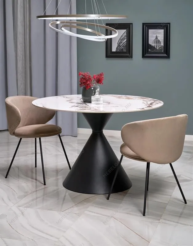 Стол обеденный Halmar GARET 120 (белый мрамор/черный) | изображение 4