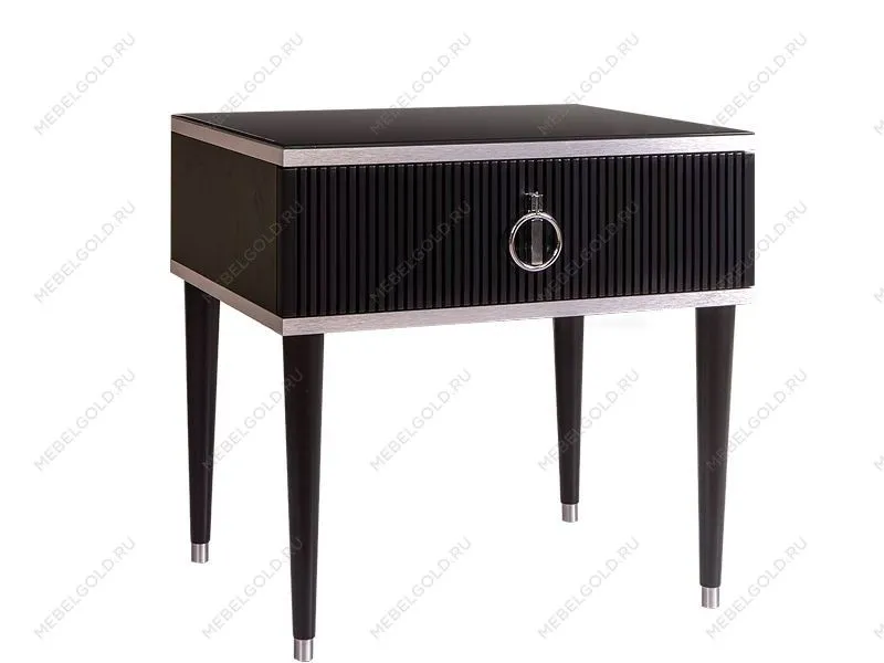 Тумба прикроватная Римини СОЛО (Черный/Серебро) РМТП-1(s)