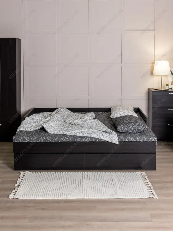 Кровать раздвижная Сириус, с ящиками, 90х200/180х200 см, дуб венге, черно-коричневая | изображение 4