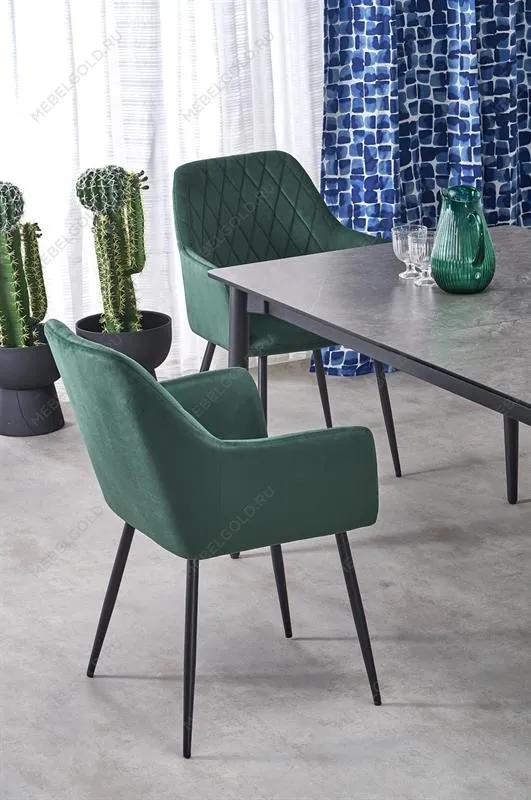 Стол обеденный Halmar CHARLES 180 раскладной (серый мрамор/черный) | изображение 11