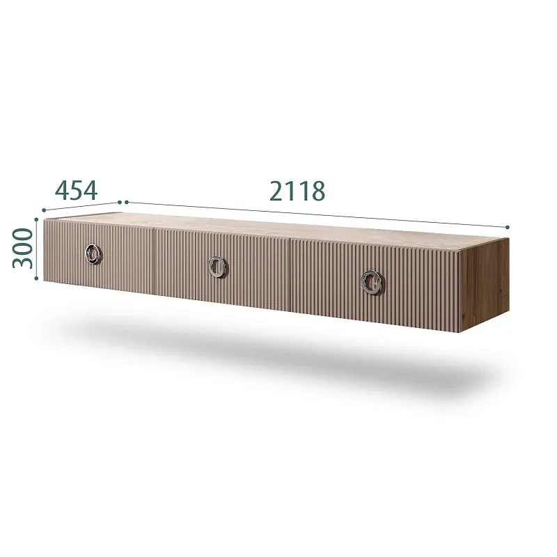 Тумба телевизионная 2.1м Bogemia Woodline Fly Fi (Мокка) (Novabuk/Хром) БМТ-2