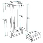 Шкаф Сириус, 2 двери и 1 ящик, 78х50х190 см, дуб сонома | изображение 16