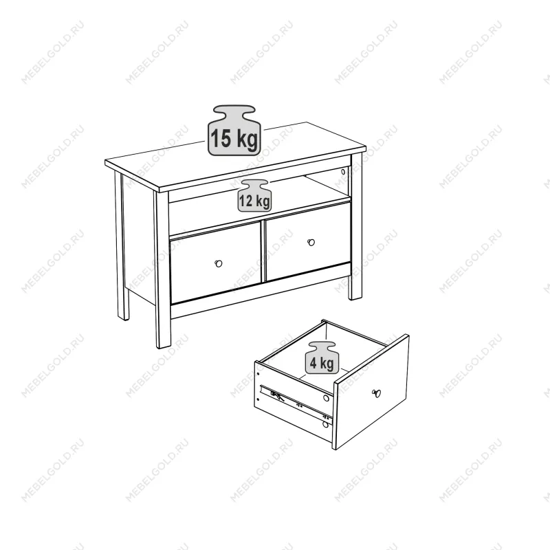 САГА тумба 2 ящика белая/ясень | изображение 4