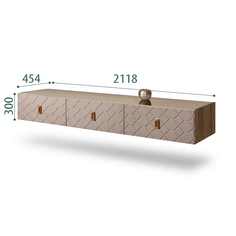 Тумба телевизионная 2.1м Bogemia Woodline Fly Fa (Мокка) (Lakobel/Золото) БМТ-2