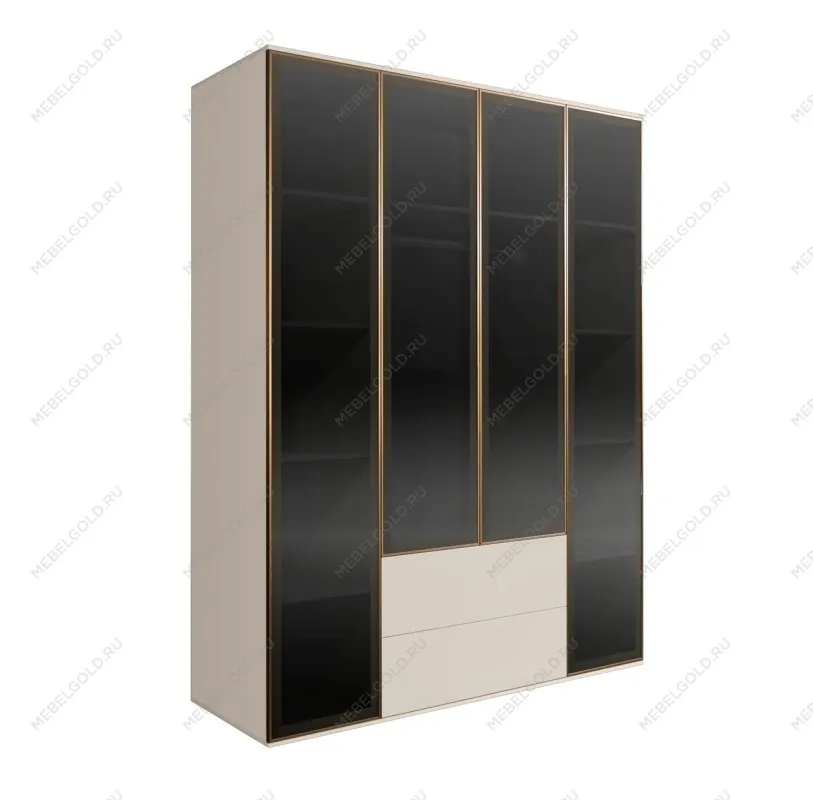 Шкаф 4-х дв. с ящиками Bogemia Air (Слоновая кость/Золото) БМШ2/42(4)