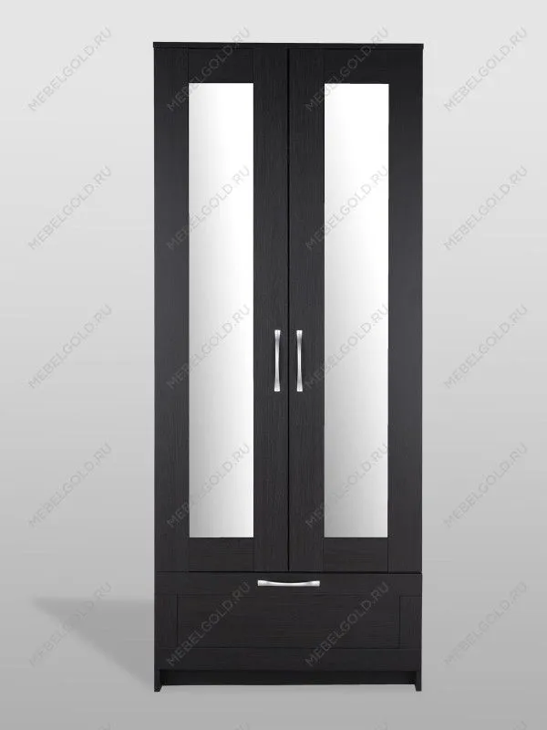 Шкаф Сириус, 2 двери и 1 ящик с зеркалом, 78х59х220 см, черно-коричневый, дуб венге | изображение 12