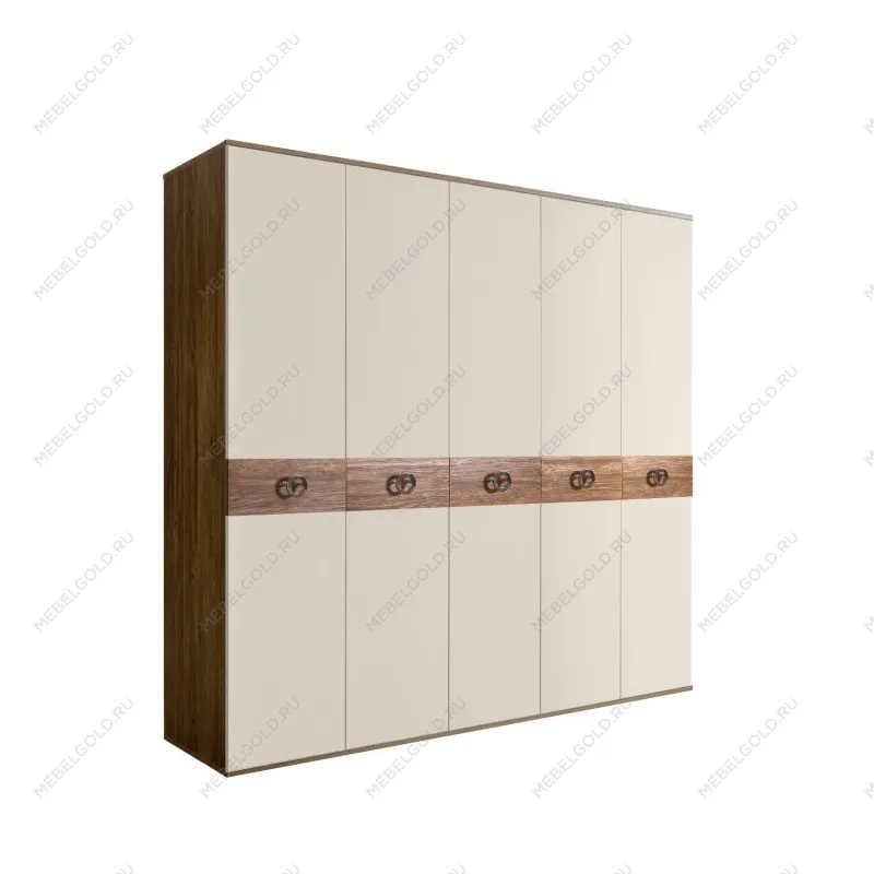 Шкаф 5-ти дв. Bogemia Woodline Wood Fi (Слоновая кость/Хром) БМШ2/5(Wo)