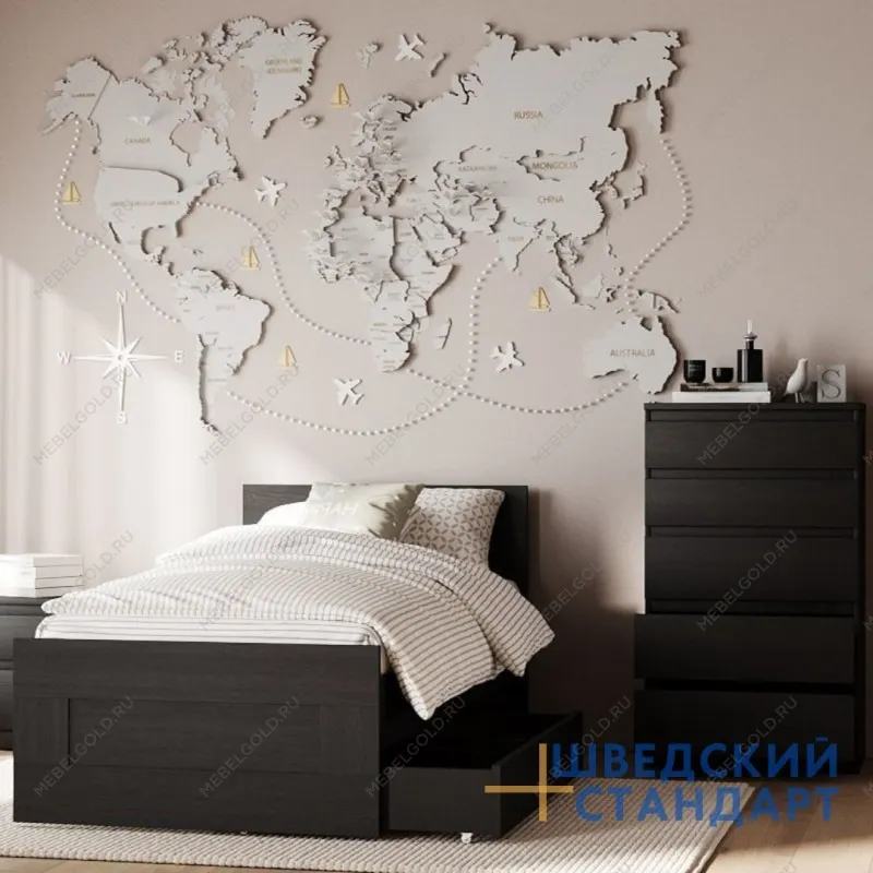 Ящик выкатной для кроватей СИРИУС, 138х60х20 см, черно-коричневый, дуб венге | изображение 6