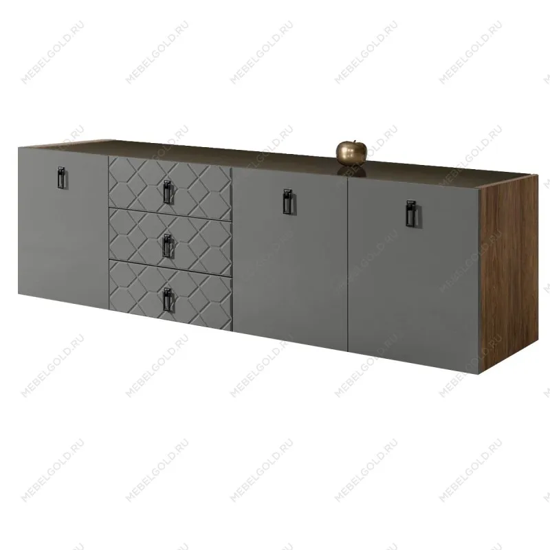 Комод 2.1м Bogemia Woodline Fly Fa (Серый) (Lakobel/Черный) БМКМ-5