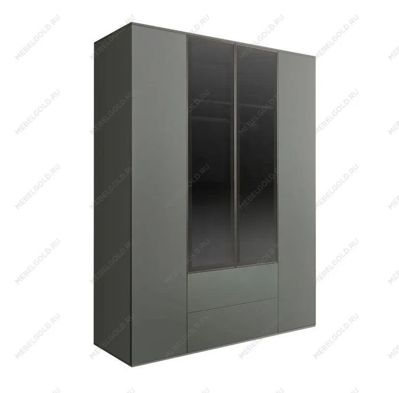 Шкаф 4-х дв. с ящиками Bogemia Air (Серый/Черный) БМШ2/42(2)