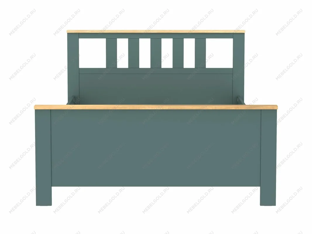 Кровать двуспальная Сага, 140х200 см, темно-бирюзовая/ясень | изображение 15