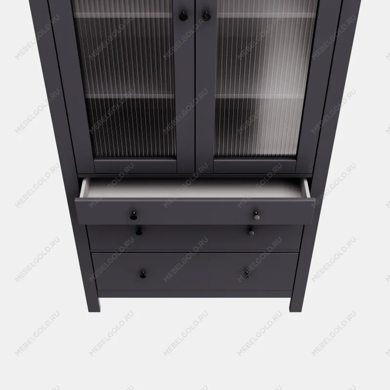 САГА шкаф с витриной 90 МОРУ серый | изображение 5