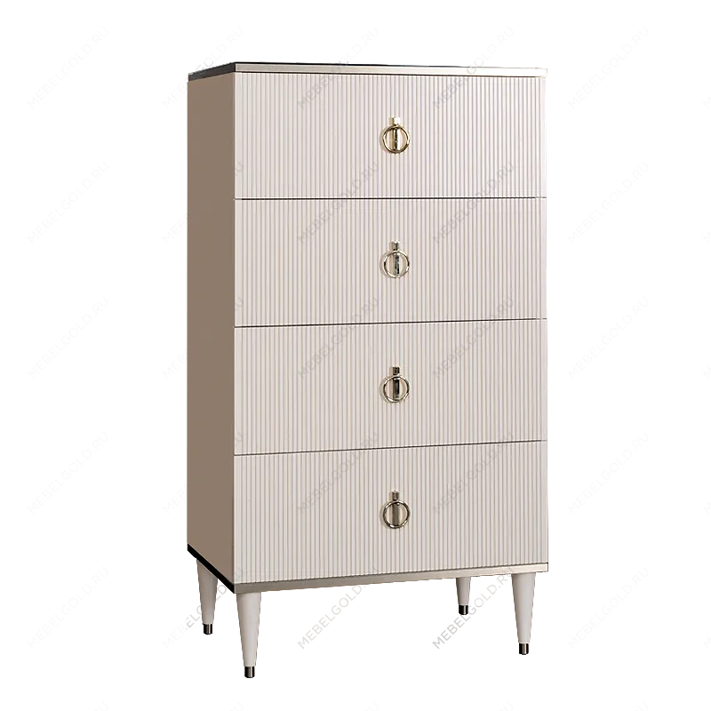 Комод 4 ящика Римини СОЛО (Слоновая кость/Серебро) РМКМ-6(s)