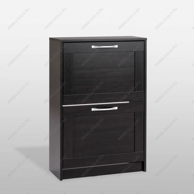 Обувница Сириус с 2 откидными ящиками, 60 х 25 х 89 см, черно-коричневая, ЛДСП, дуб венге | изображение 4