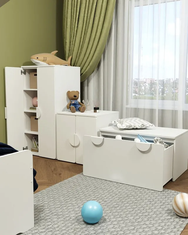 Шкаф Пикси распашной, с двумя дверьми и полкой 60x57x60, белый (робкий подснежник) | изображение 7