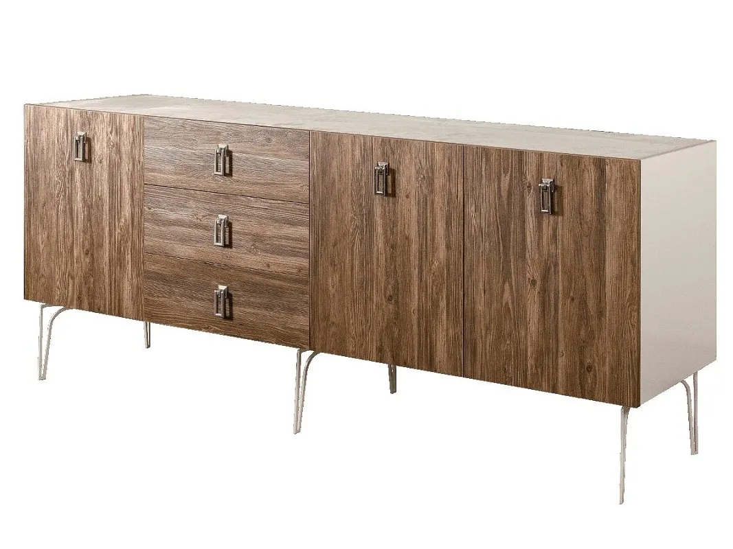 Комод 2.1м Bogemia Wood Fa (Слоновая кость) (Novabuk/Хром) БМКМ-5(Wo)