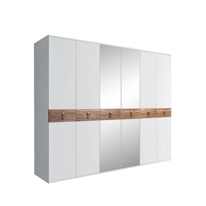 Шкаф 6-ти дв. с зеркалами Bogemia Wood Fa (Белый/Золото) БМШ1/6(Wo)