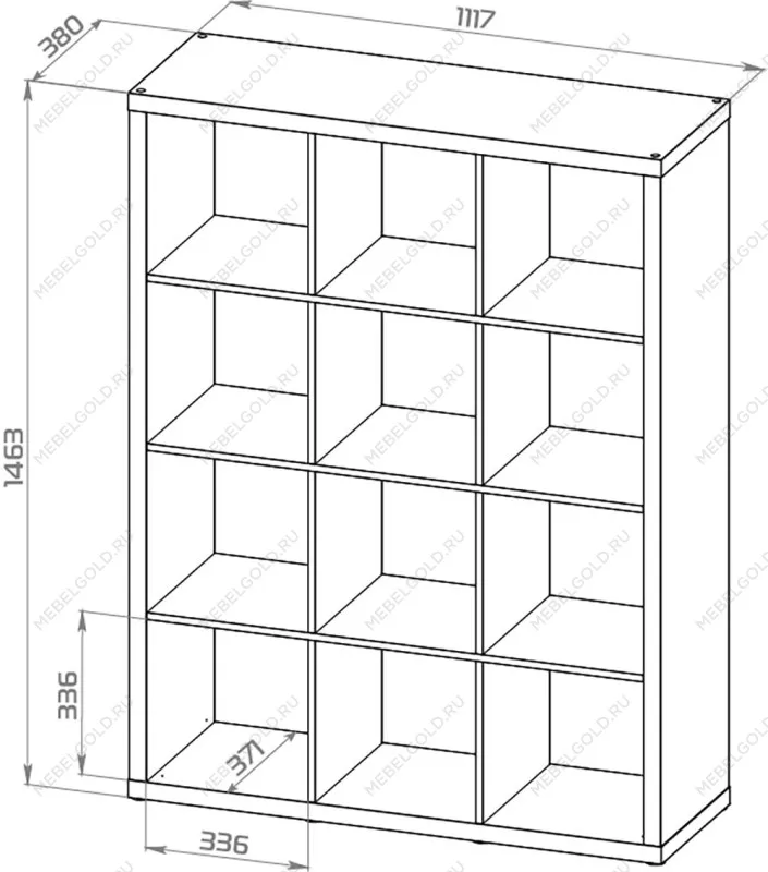 Стеллаж Фора, 12 полок, 112х147х38 см, белый | изображение 14