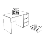 КАСТОР (KULLEN) стол письменный 3 ящика 116х65 серый | изображение 3