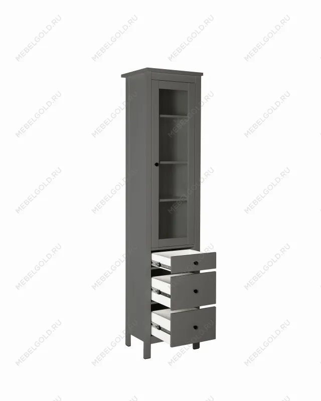 Шкаф с витриной Сага, 50х41х215 см, серый | изображение 12