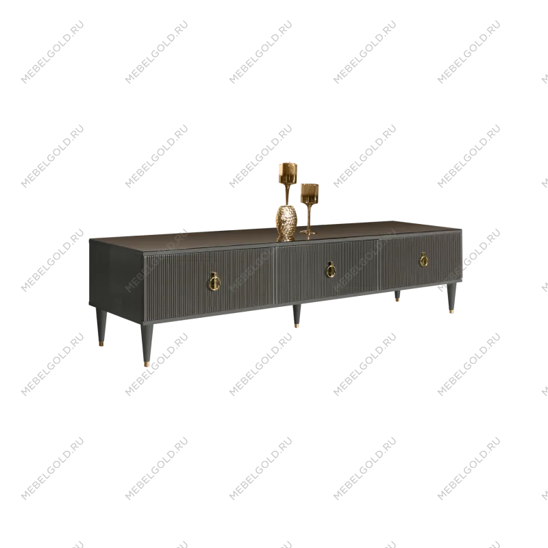 Тумба под телевизор 3 ящика Римини СОЛО (Серый/Золото) РМТ-4(s)[10]