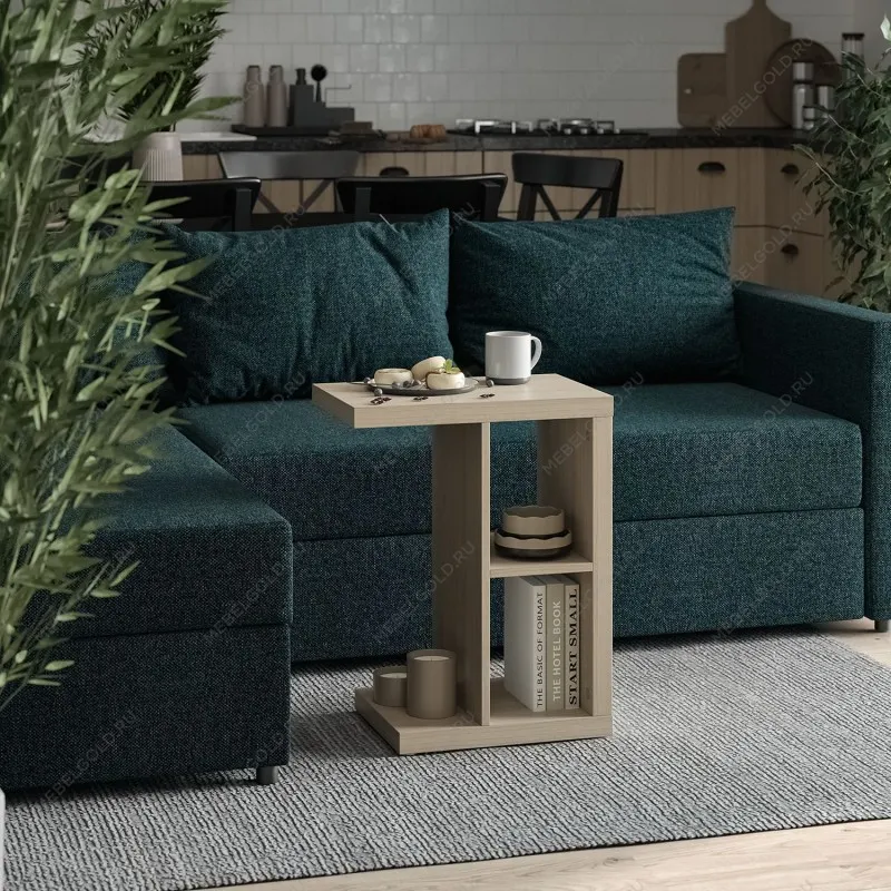 Стол приставной Энкель, 2 полки, 47х60х30 см, дуб беленый | изображение 3