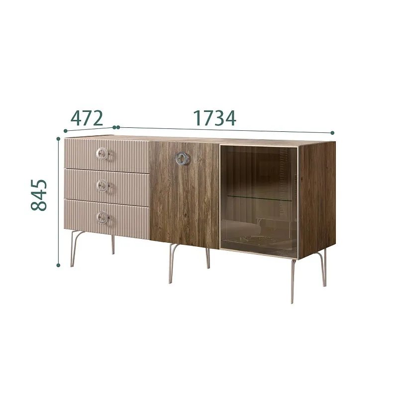 Комод 1.6м Bogemia Woodline Wood Fi (Мокка) (Novabuk/Хром) БМКМ-4[5][10]