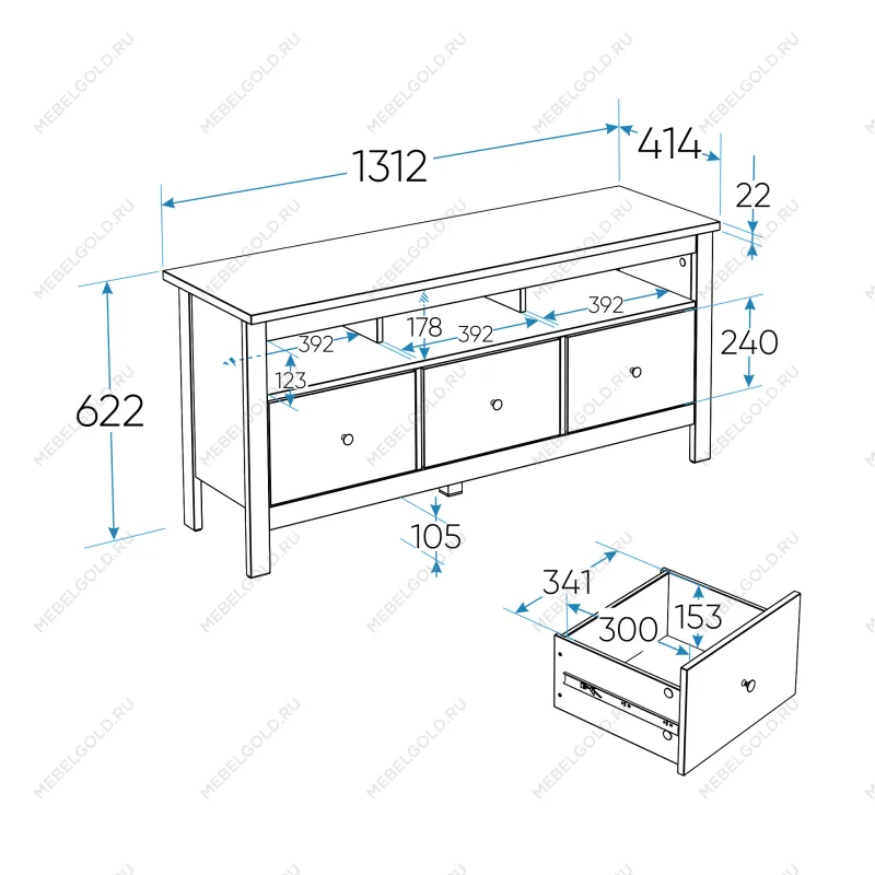 САГА тумба 3 ящика белая/ясень | изображение 3