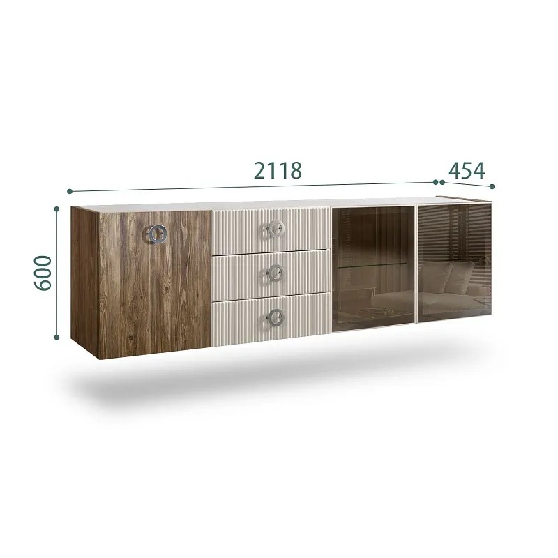 Комод 2.1м Bogemia Woodline Fly Wood Fi (Шелк) (Novabuk/Хром) БМКМ-5[5][10]