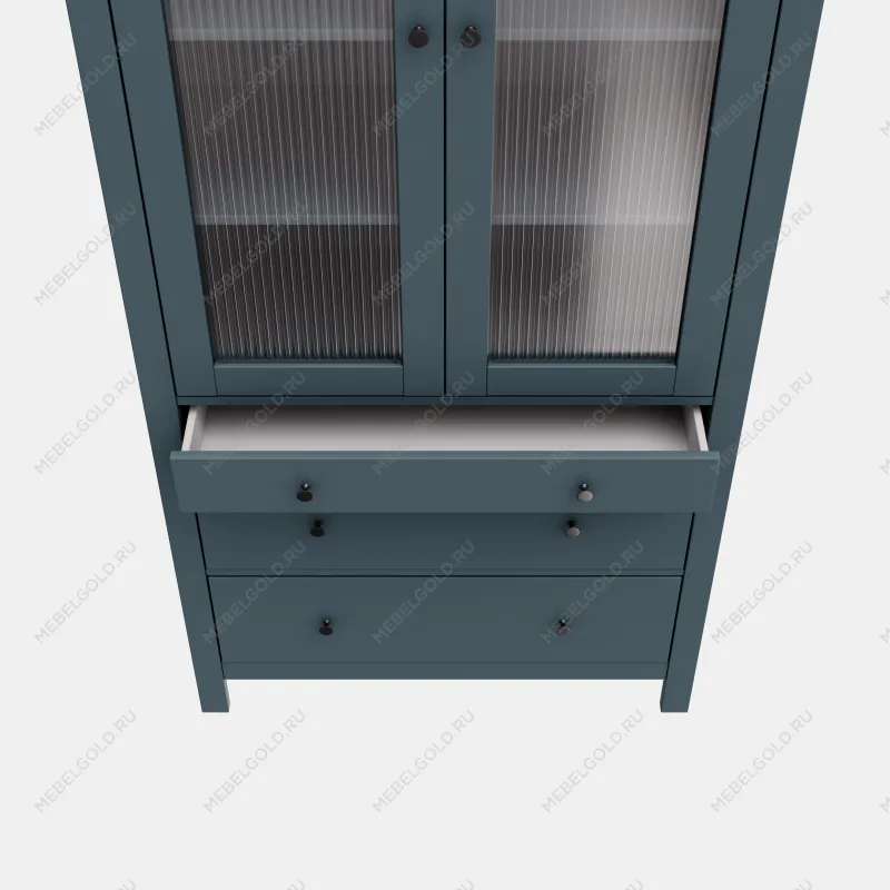 САГА шкаф с витриной 90 МОРУ темно-бирюзовый | изображение 5