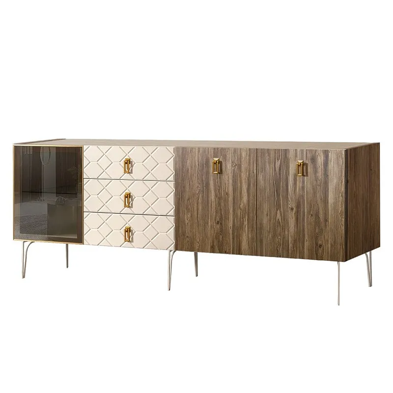 Комод 2.1м Bogemia Woodline Wood Fa (Слоновая кость) (Novabuk/Золото) БМКМ-5[4]