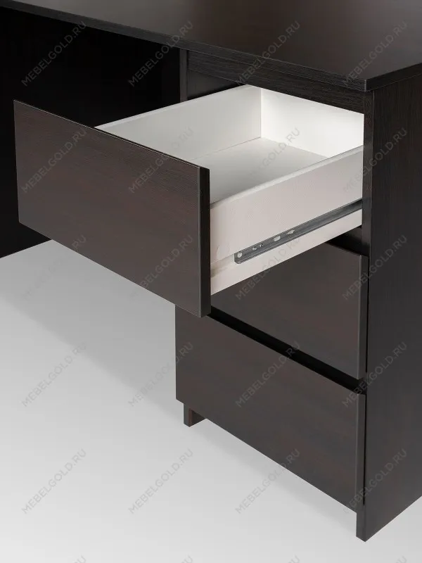 Стол письменный Кастор, 6 ящиков, 151х65х75 см, черный, дуб венге | изображение 10