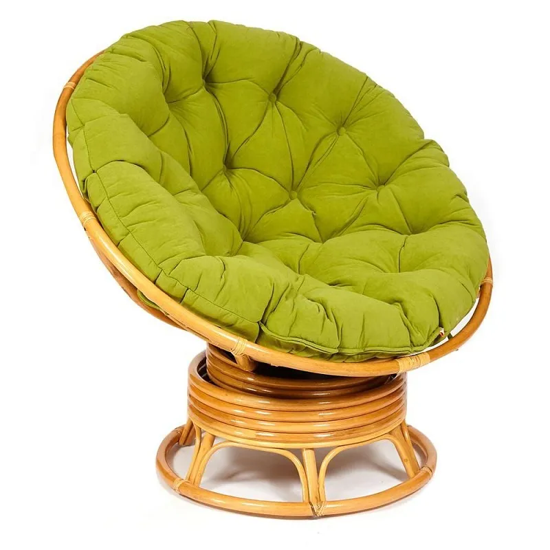 Кресло-качалка Papasan с подушкой Светлый мед, флок Олива