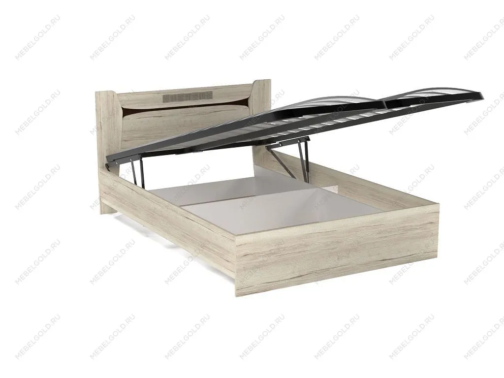 Кровать 1400 с подъемным механизмом, Мале (1458*2069*905) Дуб галифакс белый