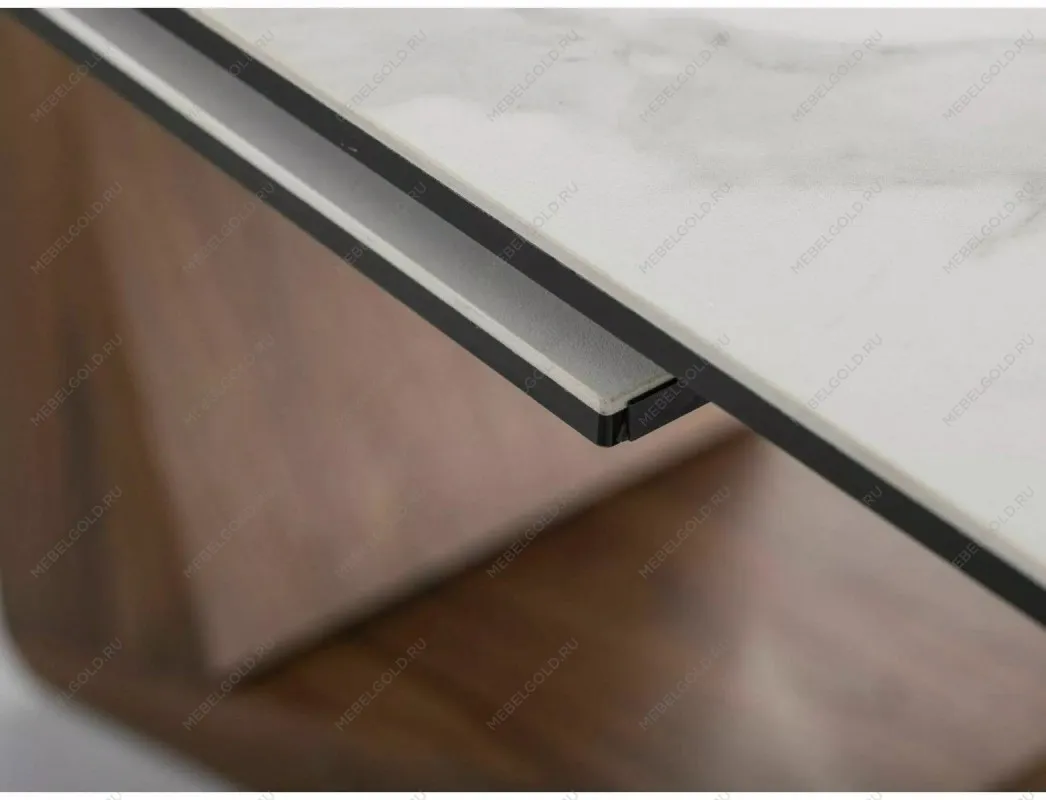 Стол обеденный Signal BONUCCI Ceramic 200 раскладной (Statuario Venato белый/орех) | изображение 4