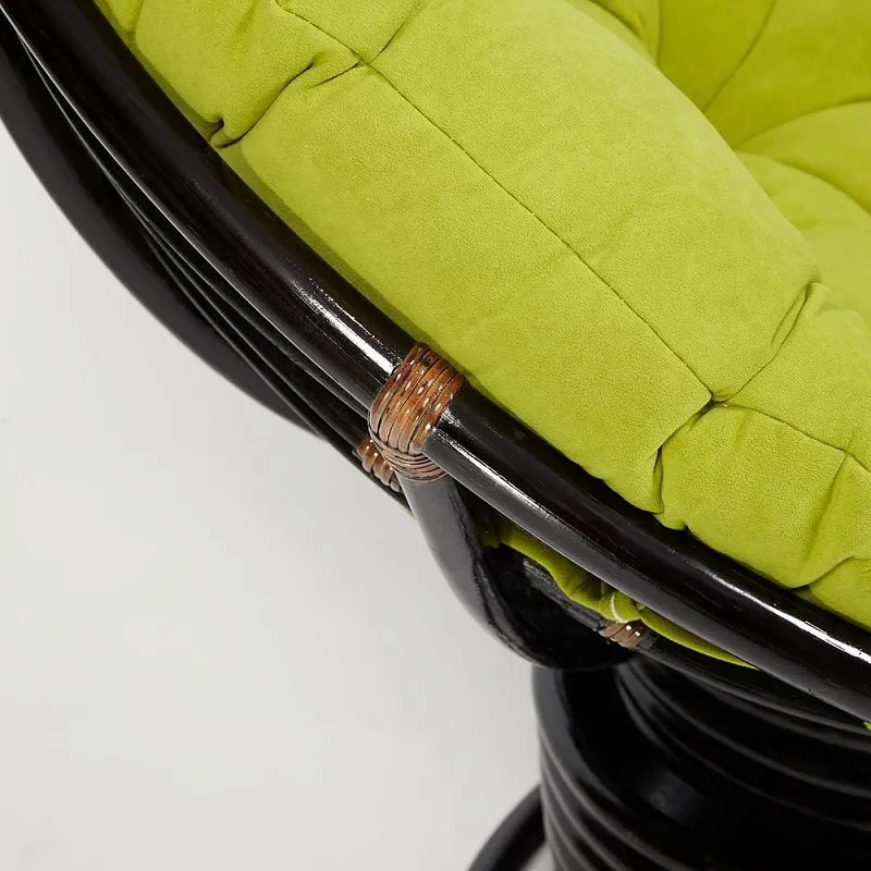 Кресло-качалка Papasan с подушкой Античный коричневый/флок Олива | изображение 4