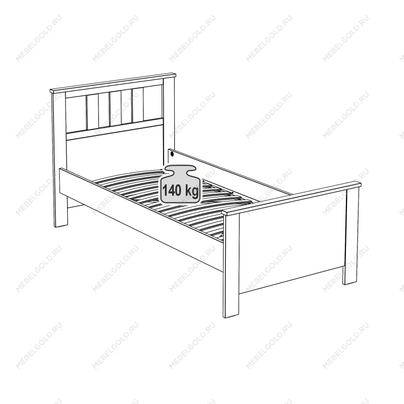Кровать односпальная Сага, 90х200 см, кашемир/ясень | изображение 3