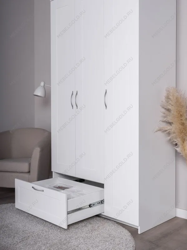 Шкаф Сириус, 3 двери и 1 ящик, 117х59х220 см, белый | изображение 5