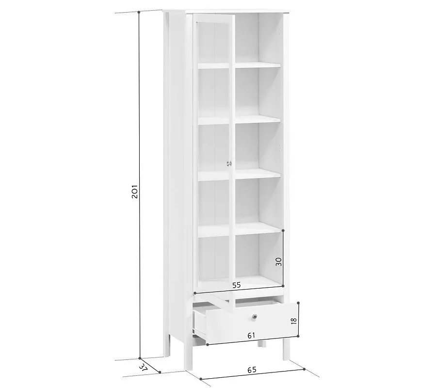 Шкаф-витрина Ева (Хельга) REG1W1S/65 белый | изображение 3